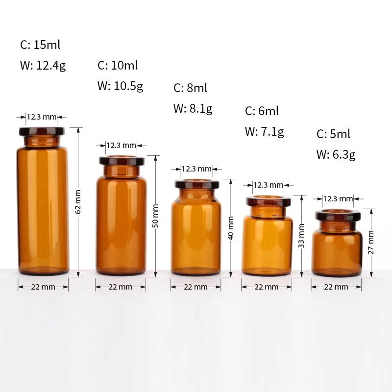 Small Injection Small Borosilicate Pharmaceutical Amber Glass Vials